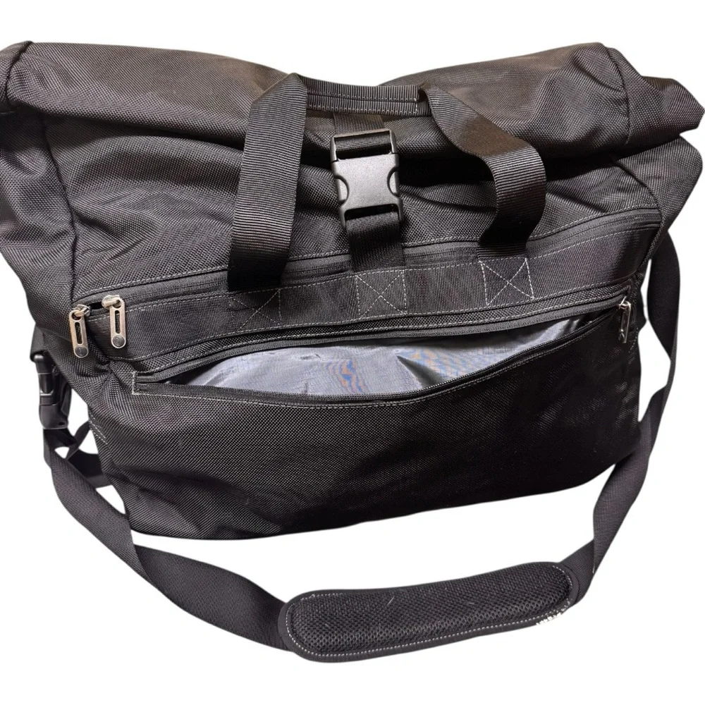 Timbuk2 Hemlock Duffel Roll-top Velcro Messenger Bag, Black, Crossbody